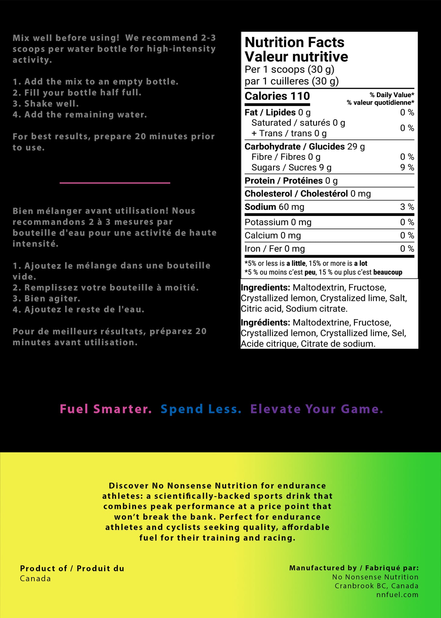 400g Sample Pack - Lemon/Lime Endurance Sports Drink Mix